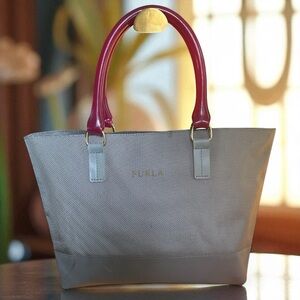 💖 Furla Candy-Inspired Tote ✨ Blush & Berry Handles | Chic Designer Bag